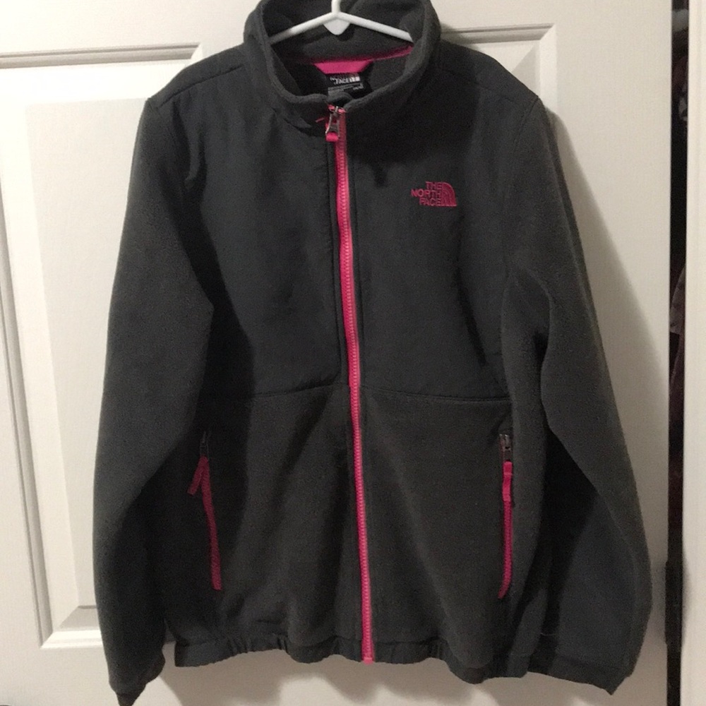 Girls North Face Denali Gray/Pink L 14/16